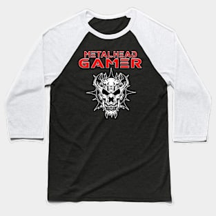 Metalhead Gamer Demon Skull Red Baseball T-Shirt